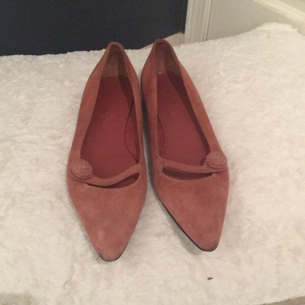 Prada blush pink suede flats